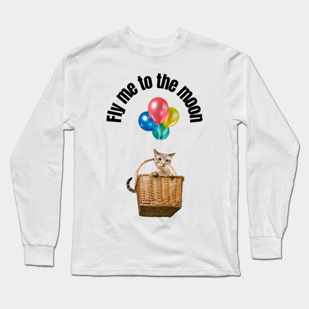 Flying kitten in the basket Long Sleeve T-Shirt by jeune98